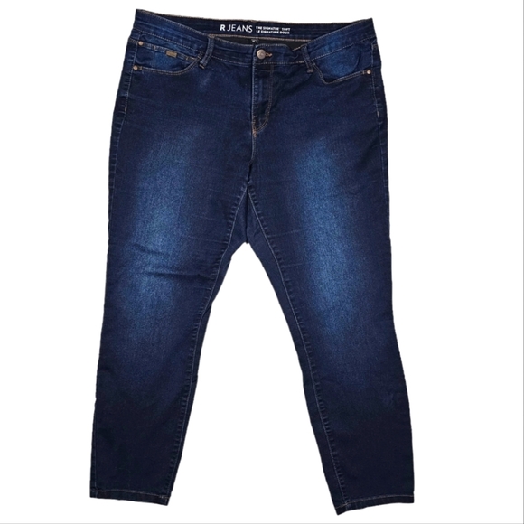R Jeans Signature Soft Jeans Midrise Petite Size 33 Dark Blue Crop - Picture 1 of 3